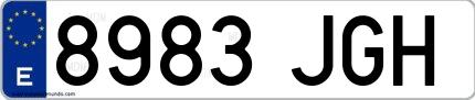 Ejemplo de matrícula española 8983 JGH
