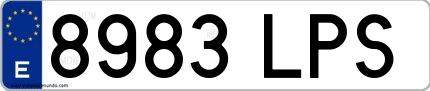 Ejemplo de matrícula española 8983 LPS