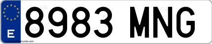 Ejemplo de matrícula española 8983 MNG