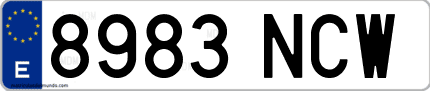 Ejemplo de matrícula de coche ordinaria 8983 NCW