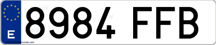 Ejemplo de matrícula de coche ordinaria 8984 FFB