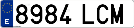 Ejemplo de matrícula de coche ordinaria 8984 LCM