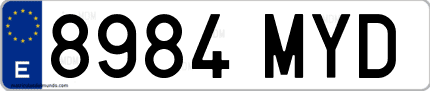 Ejemplo de matrícula de coche ordinaria 8984 MYD