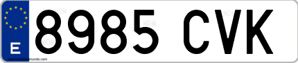 Ejemplo de matrícula de coche ordinaria 8985 CVK