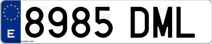 Ejemplo de matrícula española 8985 DML