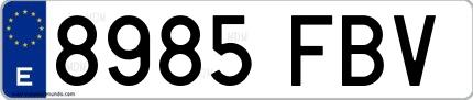 Ejemplo de matrícula española 8985 FBV