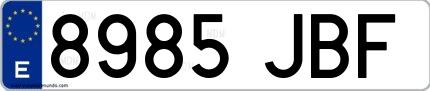 Ejemplo de matrícula española 8985 JBF