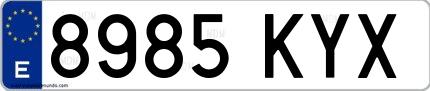 Ejemplo de matrícula española 8985 KYX