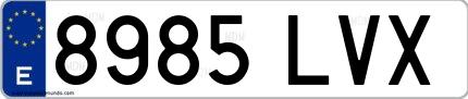 Ejemplo de matrícula española 8985 LVX