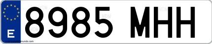 Ejemplo de matrícula española 8985 MHH