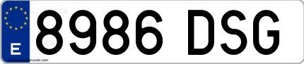Ejemplo de matrícula española 8986 DSG