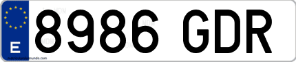 Ejemplo de matrícula de coche ordinaria 8986 GDR