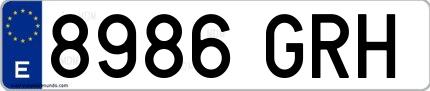 Ejemplo de matrícula española 8986 GRH