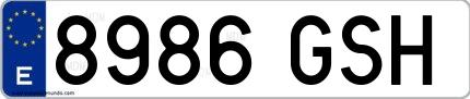 Ejemplo de matrícula española 8986 GSH