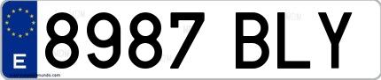Ejemplo de matrícula española 8987 BLY
