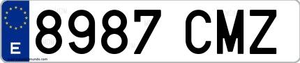Ejemplo de matrícula española 8987 CMZ