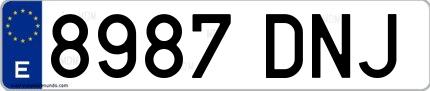 Ejemplo de matrícula española 8987 DNJ