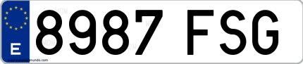 Ejemplo de matrícula española 8987 FSG