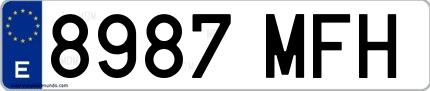 Ejemplo de matrícula española 8987 MFH