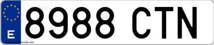 Ejemplo de matrícula española 8988 CTN