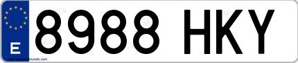 Ejemplo de matrícula española 8988 HKY