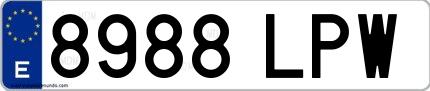 Ejemplo de matrícula española 8988 LPW