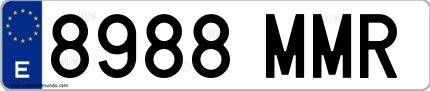 Ejemplo de matrícula española 8988 MMR