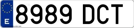 Ejemplo de matrícula española 8989 DCT