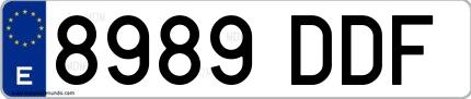 Ejemplo de matrícula española 8989 DDF