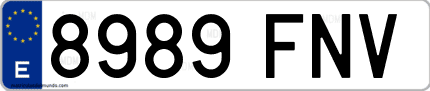 Ejemplo de matrícula de coche ordinaria 8989 FNV