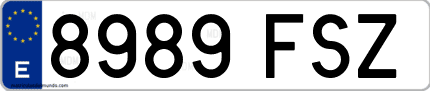 Ejemplo de matrícula de coche ordinaria 8989 FSZ