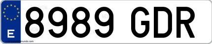 Ejemplo de matrícula española 8989 GDR