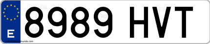 Ejemplo de matrícula de coche ordinaria 8989 HVT