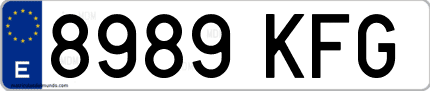 Ejemplo de matrícula de coche ordinaria 8989 KFG