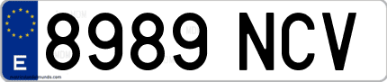 Ejemplo de matrícula de coche ordinaria 8989 NCV