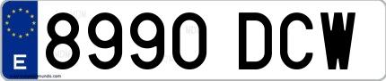 Ejemplo de matrícula española 8990 DCW