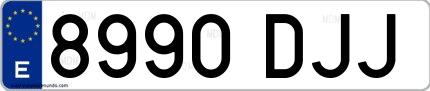 Ejemplo de matrícula española 8990 DJJ