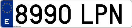 Ejemplo de matrícula de coche ordinaria 8990 LPN