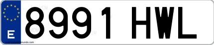 Ejemplo de matrícula española 8991 HWL