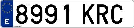 Ejemplo de matrícula española 8991 KRC