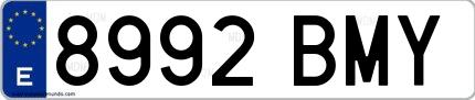 Ejemplo de matrícula española 8992 BMY