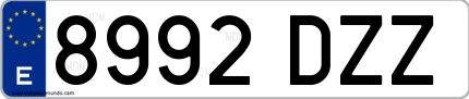 Ejemplo de matrícula española 8992 DZZ