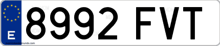 Ejemplo de matrícula de coche ordinaria 8992 FVT
