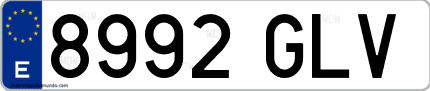 Ejemplo de matrícula de coche ordinaria 8992 GLV