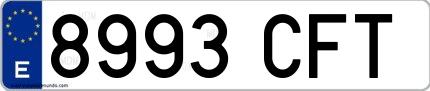 Ejemplo de matrícula española 8993 CFT