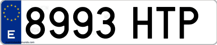 Ejemplo de matrícula de coche ordinaria 8993 HTP