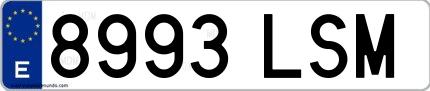 Ejemplo de matrícula española 8993 LSM