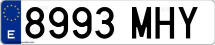 Ejemplo de matrícula española 8993 MHY
