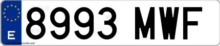 Ejemplo de matrícula española 8993 MWF