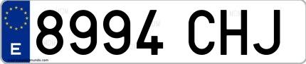 Ejemplo de matrícula española 8994 CHJ